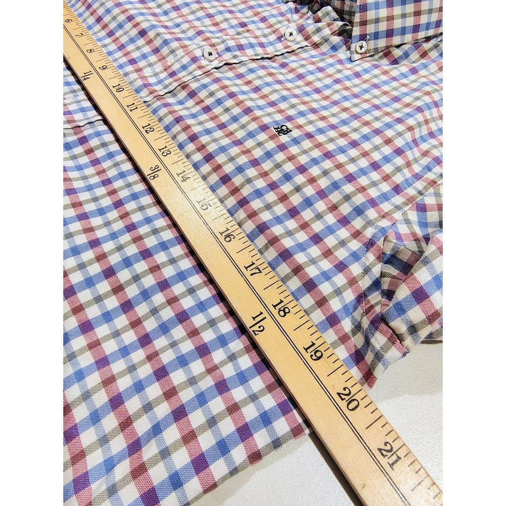 Carolina Herrera Men's Shirt Button Down Size 15 1/2 Cotton Plaid Multicolor M - Picture 9 of 13